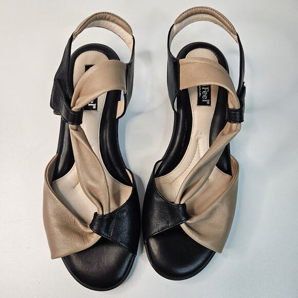 BeautiFeel Hailey Black Nude Leather Sandals Size 41 EU / 9.5 US - Picture 3 of 9
